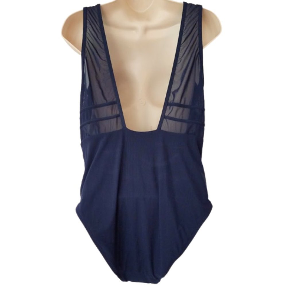 AFRIEL & TABBRIS Navy Blue Take Flight Mesh 1 -Piece Bathing Suit - Women's 12 - Picture 2 of 6